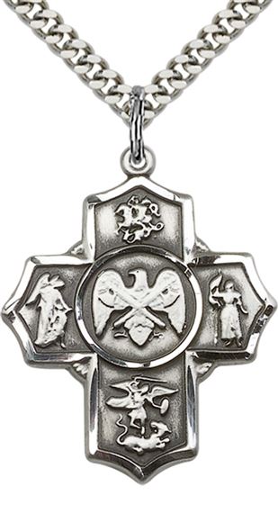 STERLING SILVER 5-WAY PENDANT ON A CHAIN - 1 1/4" x 1"